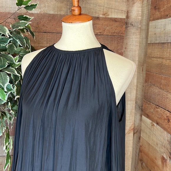 RAMY BROOK Black Cold Shoulder Long Sleeve Ruched Drop Waist Mini Dress - Picture 5 of 13